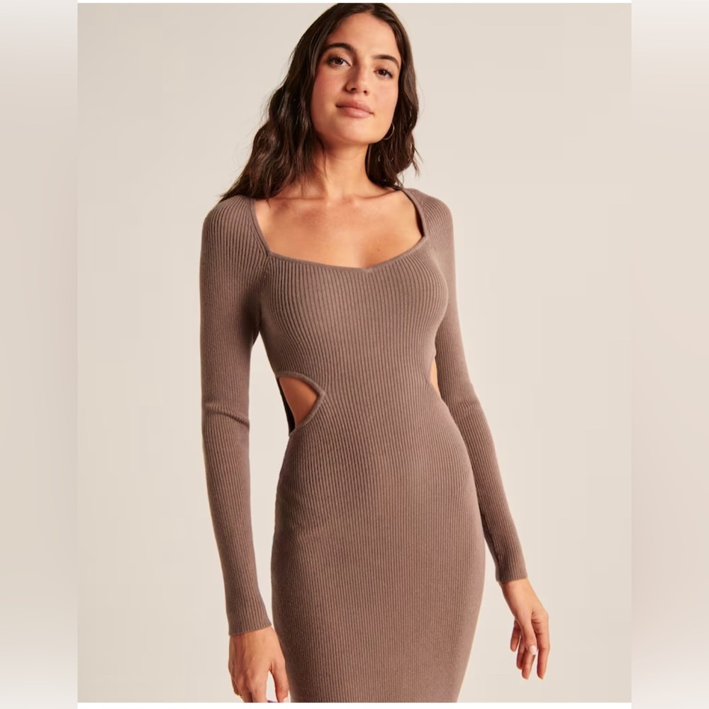 Abercrombie and fitch NWT long sleeve cut out sweater dress white